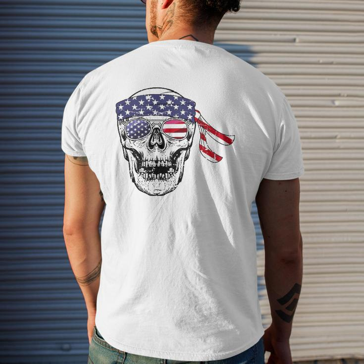 Vintage 4Th Of July Skull Graphic Art Us Flag Patriotic Mens Back Print T-shirt Gifts for Him