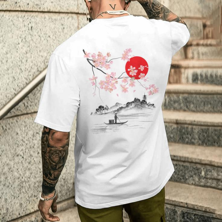 Vintage Cherry Blossom Sakura Japanese Art Sakura Men's T-shirt Back Print Funny Gifts