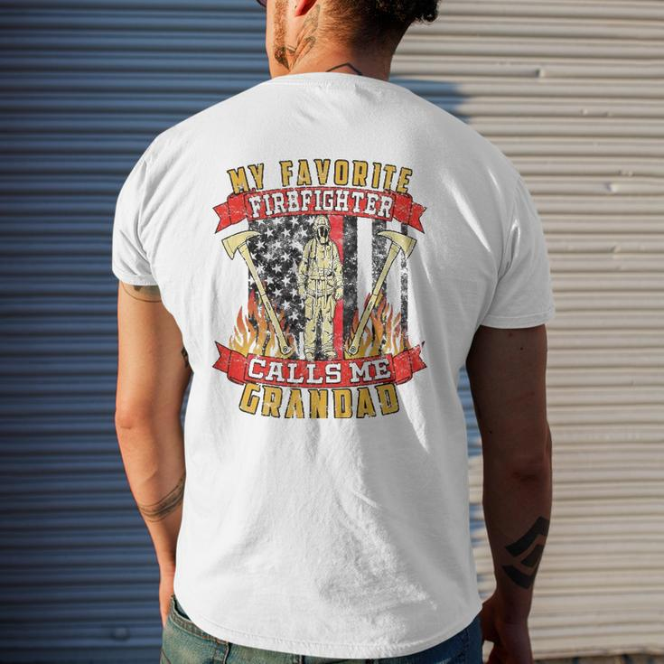Vintage Fireman Red Line Flag Firefighter Grandad Mens Back Print T-shirt Gifts for Him