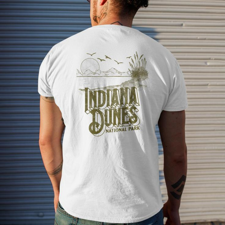 Vintage Indiana Dunes National Park Retro 80S Minimalist Mens Back Print T-shirt Gifts for Him
