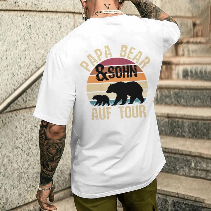 Vintage Papa Bear Und Sohn Auf Tour Wandern Campenatertag T-Shirt mit Rückendruck Geschenke für Ihn