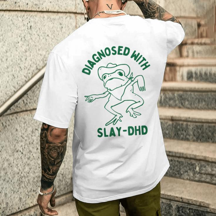 Vintage Retro Frog Diagnosed With Slay Dhd Present I Men's T-shirt Back Print Gifts for Him
