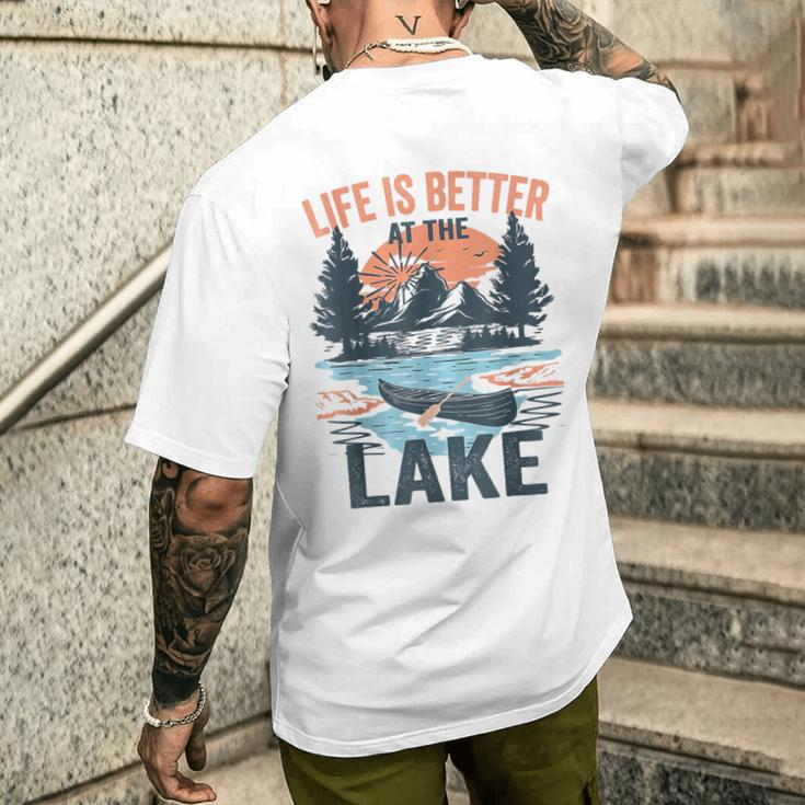 Vintage Retro Life Is Better At The Lake Lake Life Men's T-shirt Back Print Funny Gifts