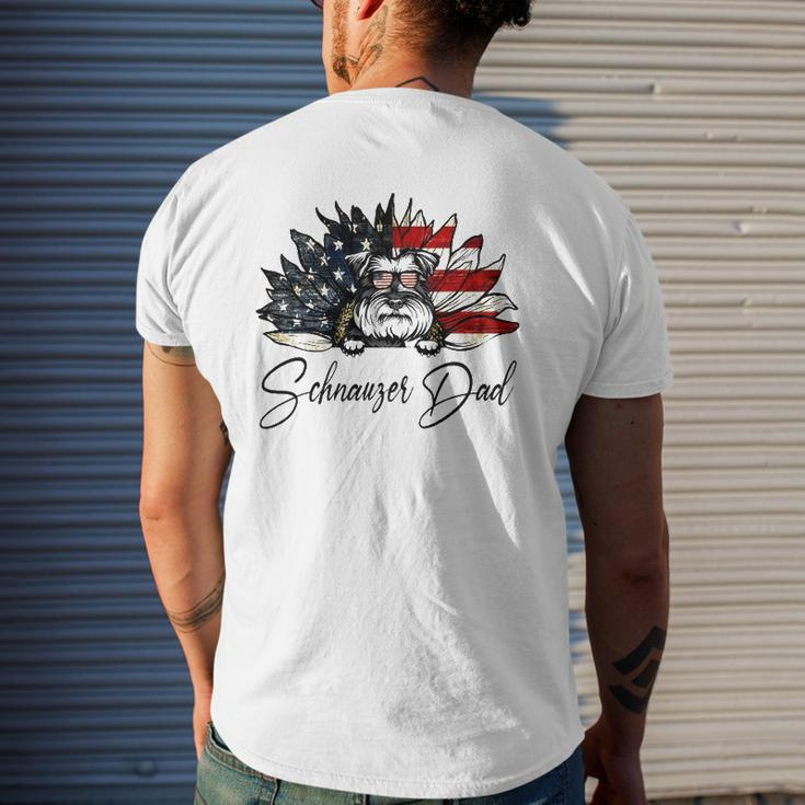 Vintage Usa Best Schnauzer Dad Ever American Flag Mens Back Print T-shirt Gifts for Him