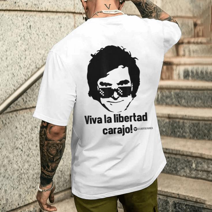 Viva La Libertad Carajo La Libertad Avanza Javier Milei Gray T-Shirt mit Rückendruck Geschenke für Ihn