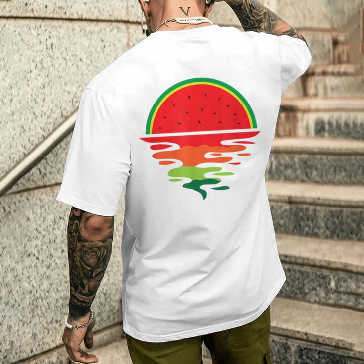 Watermelon Summer Sunset Fruit Watermelon T-Shirt mit Rückendruck Geschenke für Ihn