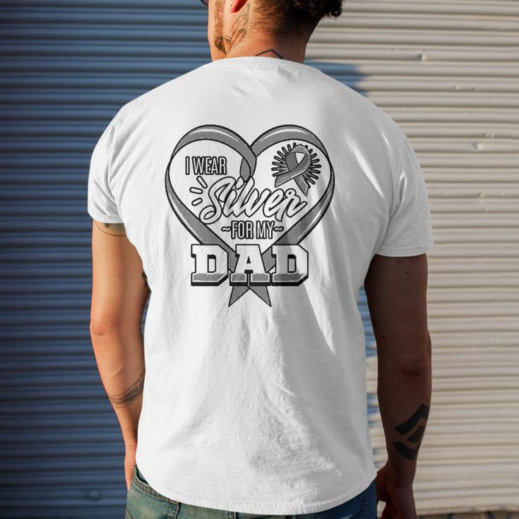 I Wear Silver For My Dad Gray Ribbon Degenerative Disorder Mens Back Print T-shirt Gifts for Him