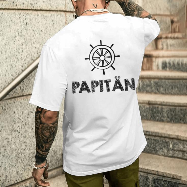 Weltbester Papiatertag Steuerrad Papa Segeln Mittelmeer T-Shirt mit Rückendruck Geschenke für Ihn