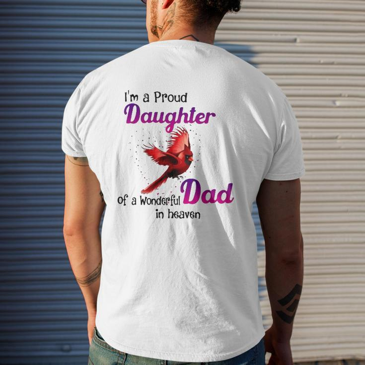 Wonderful Dad In Haven I'm A Proud Daughter Cardinal Bird Mens Back Print T-shirt Gifts for Him