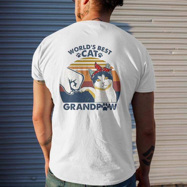 World's Best Cat Grandpaw Vintage Grandpa Cat Lover Mens Back Print T-shirt Gifts for Him