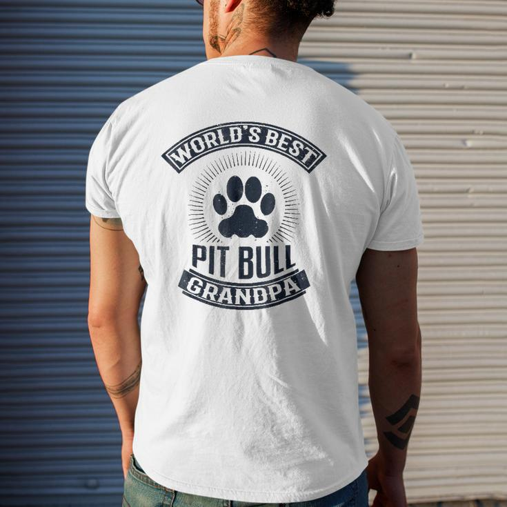 World's Best Pit Bull Grandpa Mens Back Print T-shirt Gifts for Him