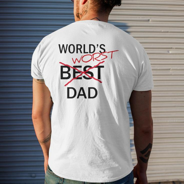 World's Worst Dad Father's Day Gag Mens Back Print T-shirt Gifts for Him