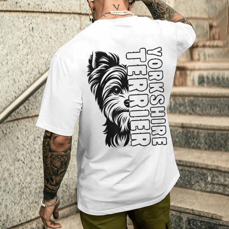 Yorkshire Terrier Hund Herrchen Frauchen Hunde T-Shirt mit Rückendruck Geschenke für Ihn