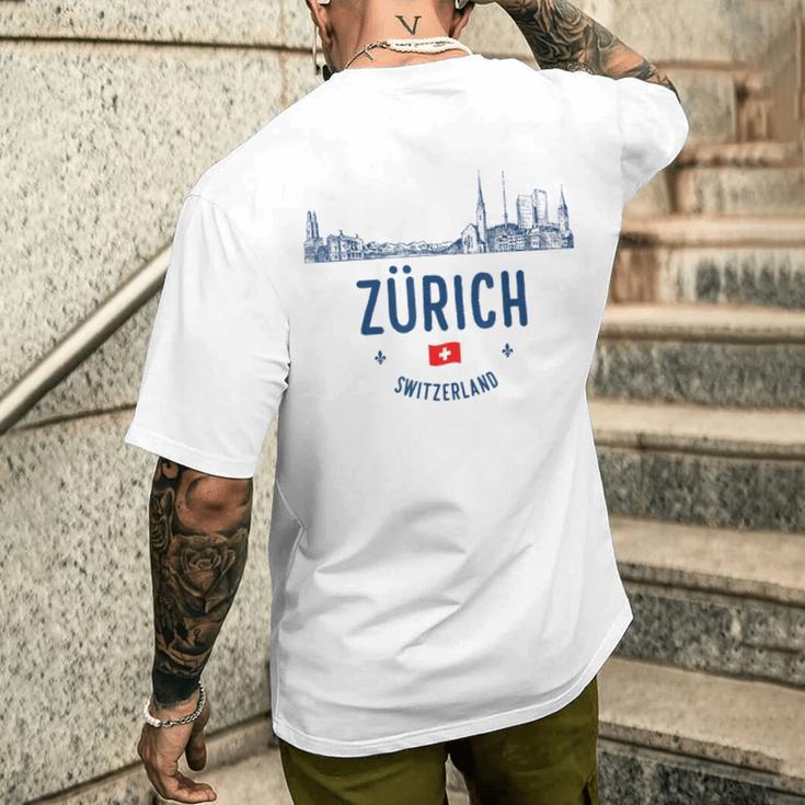 Zürich Schweiz Swiss Travel T-Shirt mit Rückendruck Geschenke für Ihn