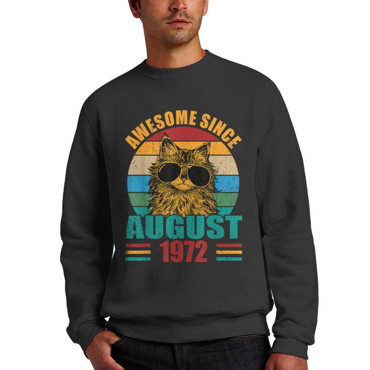 Retro Awesome Since August 1972 50Th Birthday 50 Years Old  Men Crewneck Graphic Sweatshirt