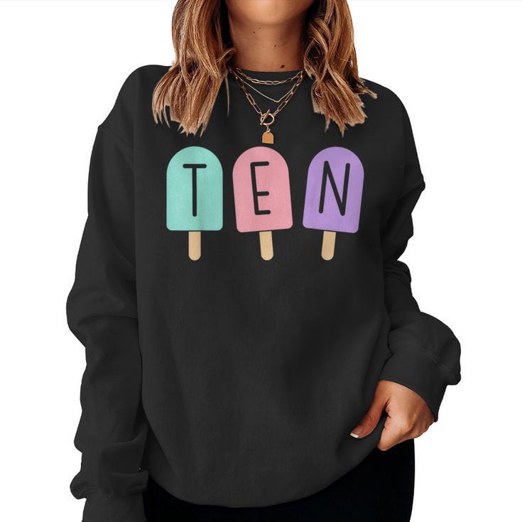 10 Geburtstag Mädchen Eisdiele Sommer Pool Beach Ten Sweatshirt Frauen