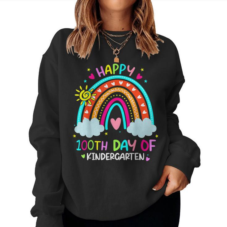 100Th Day Of Kindergarten School Rainbow 100 Days Smarter Women Sweatshirt