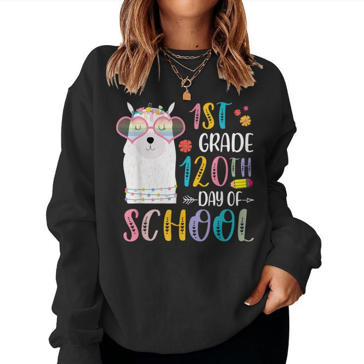 120Th Day Of School No Prob Llama 120 Days Of 1St Grade Women Sweatshirt