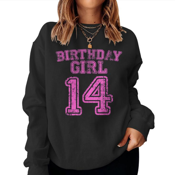 14Th Birthday Sports Jersey T 14 Year Old Girl Pink Women Sweatshirt