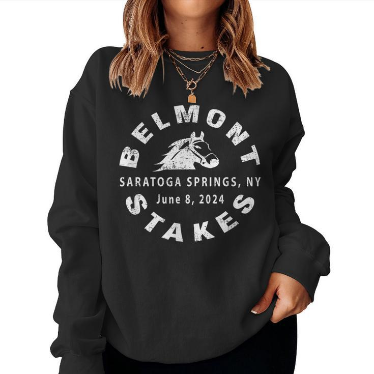 2024 Belmont Stakes Saratoga Springs Horse Race Fan Vintage Women Sweatshirt