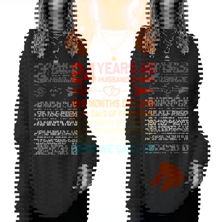 24 Years As Husband & Wife 24Th Anniversary For Couple Women Sweatshirt