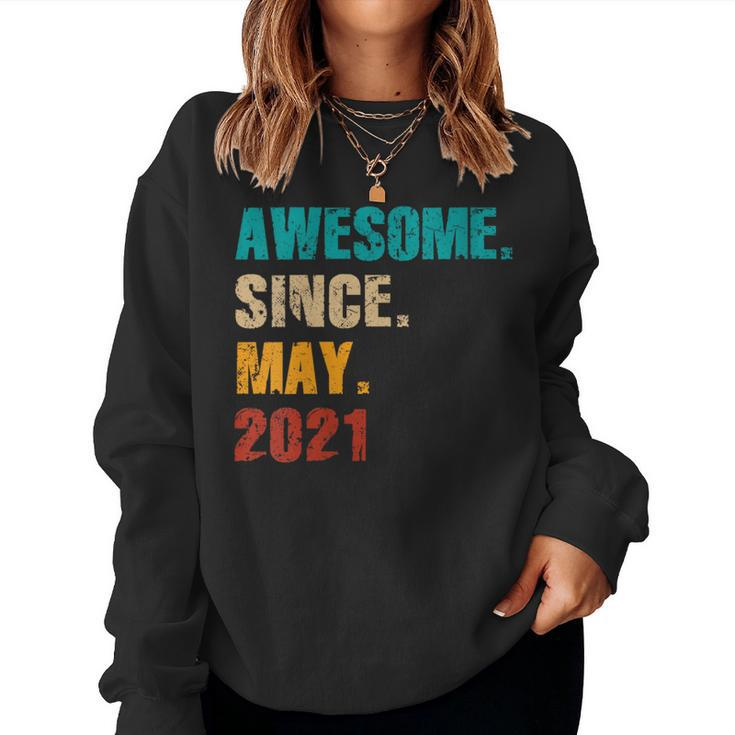 3 Year Old Vintage Awesome Since May 2021 3Rd Birthday Women Sweatshirt