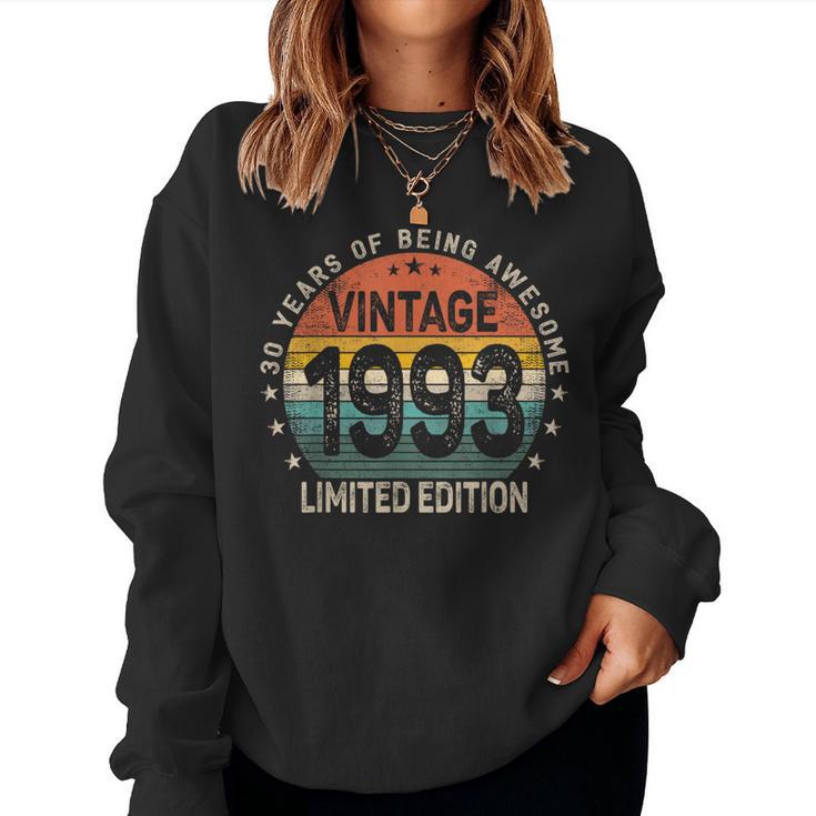 30 Years Old 1993 Vintage 30Th Birthday Girls Women Sweatshirt