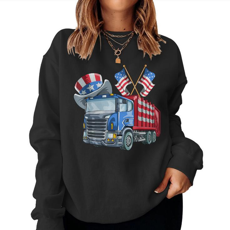 4Th Of July Garbage Truck Women Women Sweatshirt