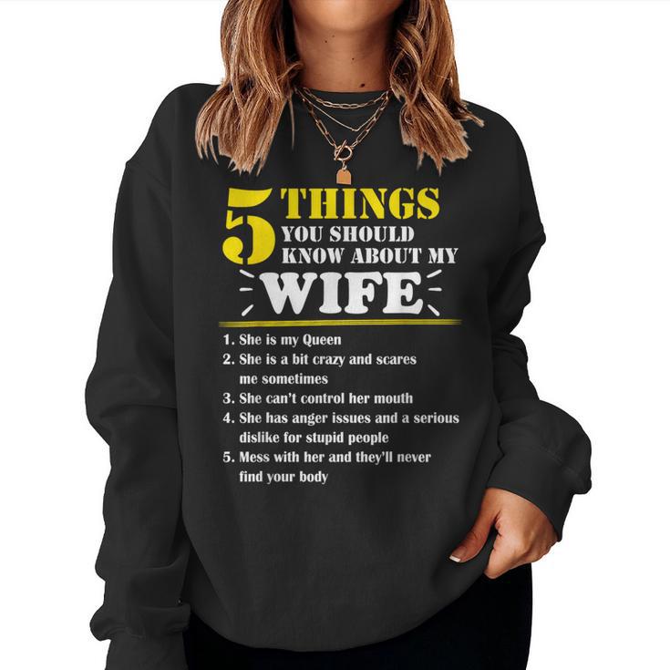 5 Things About My Wife  Husband Women Sweatshirt