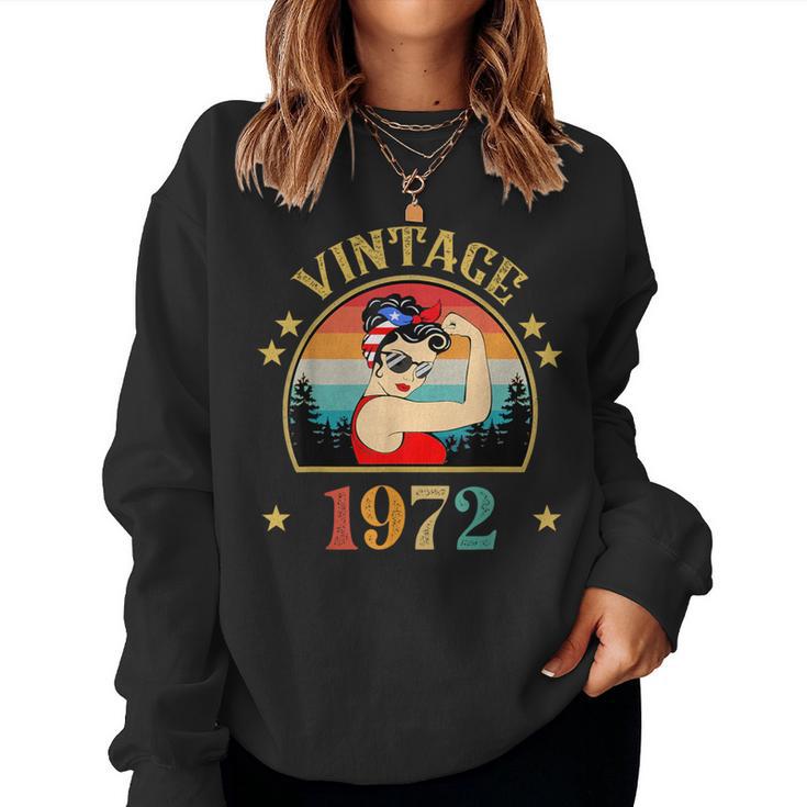 52Th Birthday 52 Years Old For Retro Vintage 1972 Women Sweatshirt