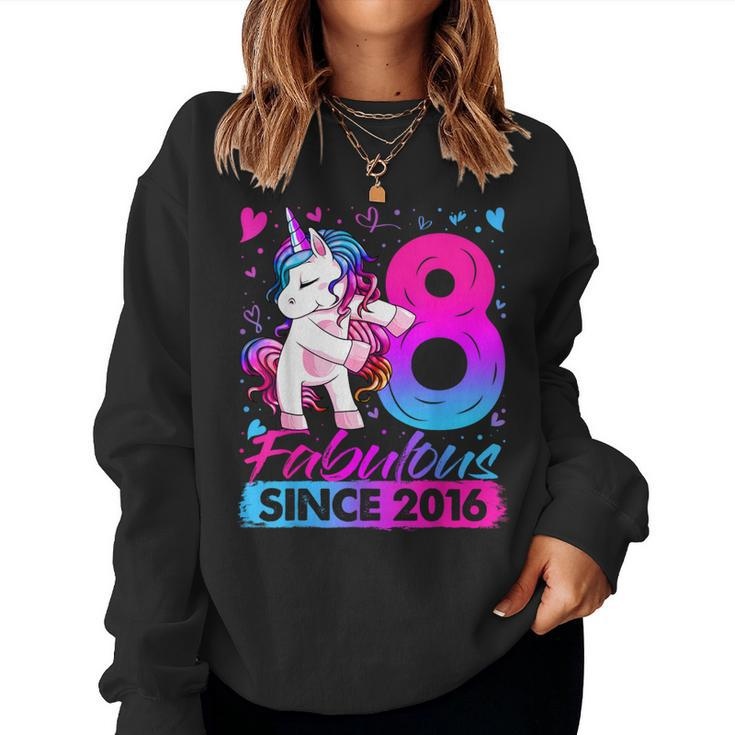 8 Years Old Flossing Unicorn 8Th Birthday Girl Party Women Sweatshirt