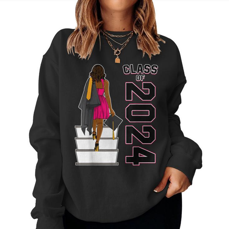 African American Afro Black Girl Graduation Class Of 2024 Women Sweatshirt