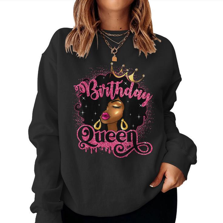 African American Black Afro Hair Pink Birthday Queen Women Sweatshirt