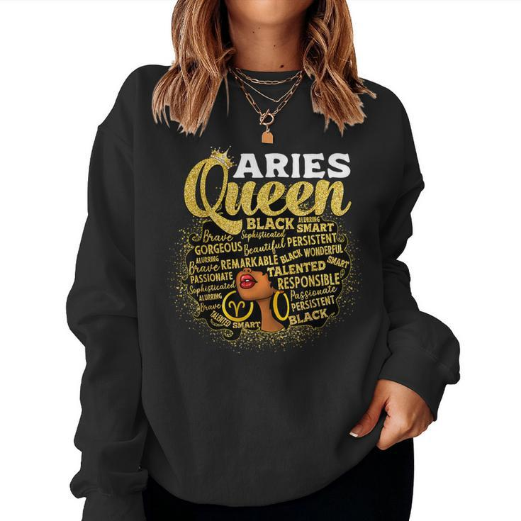 African American Zodiac Birthday Aries Queen Women Sweatshirt