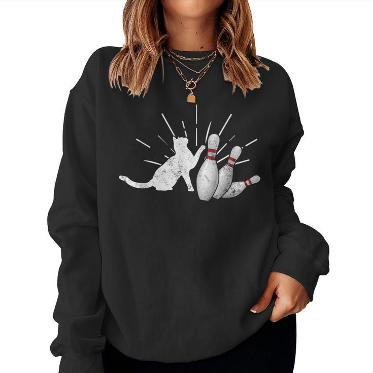 Alley Cat Tipping Pins Bowling Women Sweatshirt