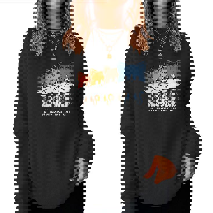 Amante De Los Gatos Gatito Uno Dos Tres Gato Cuello Sudadera Mujer