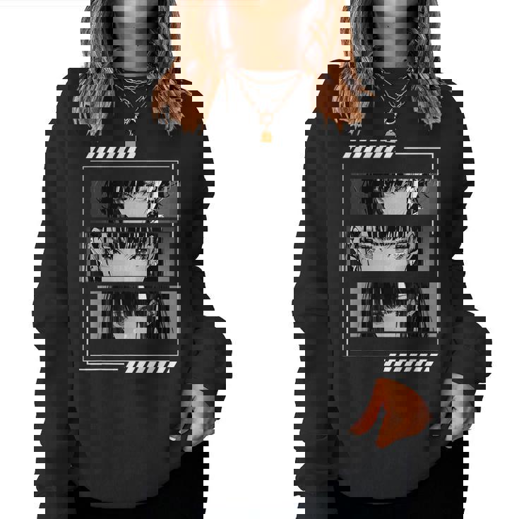 Anime Girls Eyes Soft Grunge Estética Japonés Manga Arte Sudadera Mujer