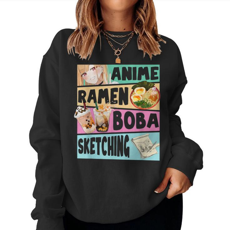 Anime Ramen Boba Sketching Kawaii Anime Girls Ns Women Sweatshirt