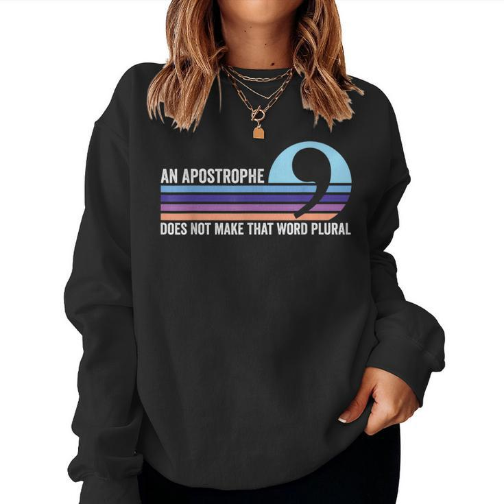 Apostrophe Does Not Make Vintage Stripe Teacher Women Sweatshirt