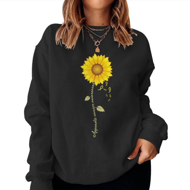 Appendix Cancer Sunflower Amber Ribbon Survivor Women Sweatshirt