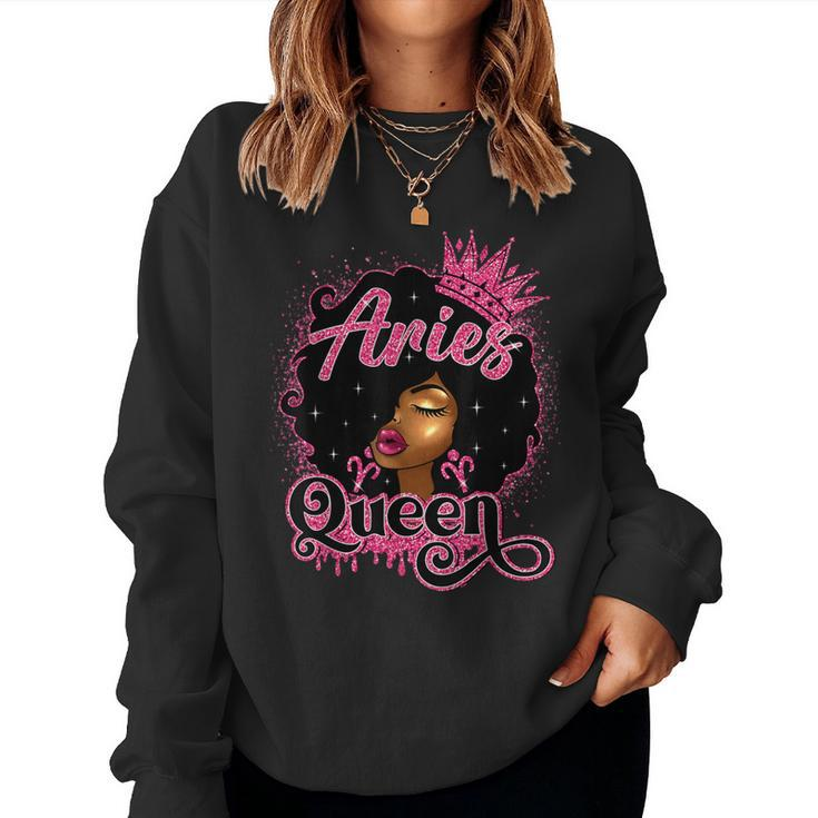 Aries Queen Birthday Afro Natural Hair Girl Black Women Women Sweatshirt