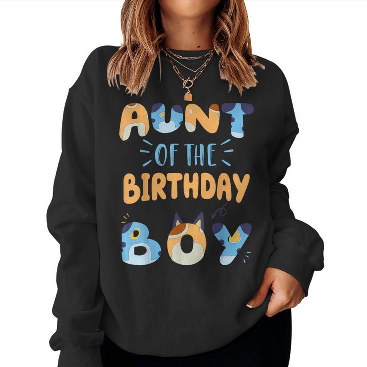 Aunt Of The Birthday Boy Dog Family Party Women Sweatshirt