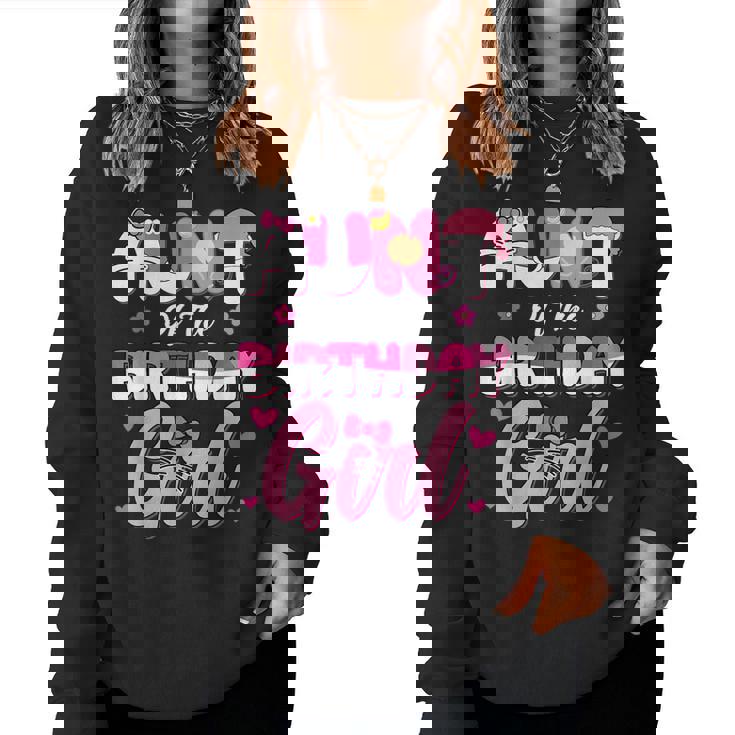 Aunt Of The Birthday Girl Cat Kitty Family Matching Women Sweatshirt