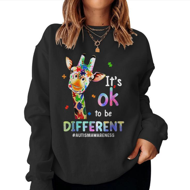 Autism Awareness Acceptance Giraffe Its Ok To Be Different Women Sweatshirt