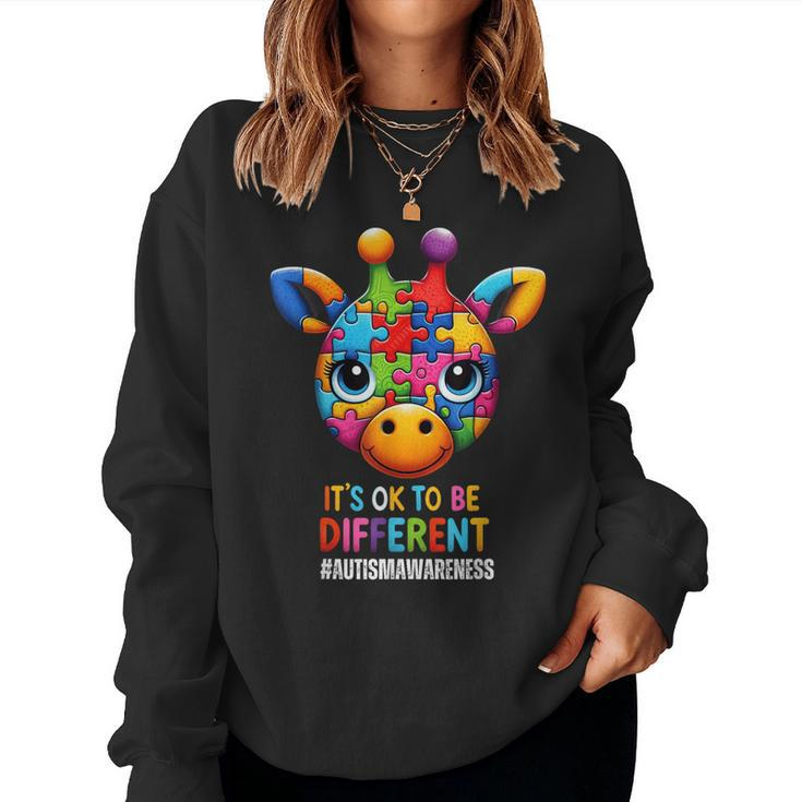 Autism Awareness Giraffe It's Ok To Be Different Women Sweatshirt