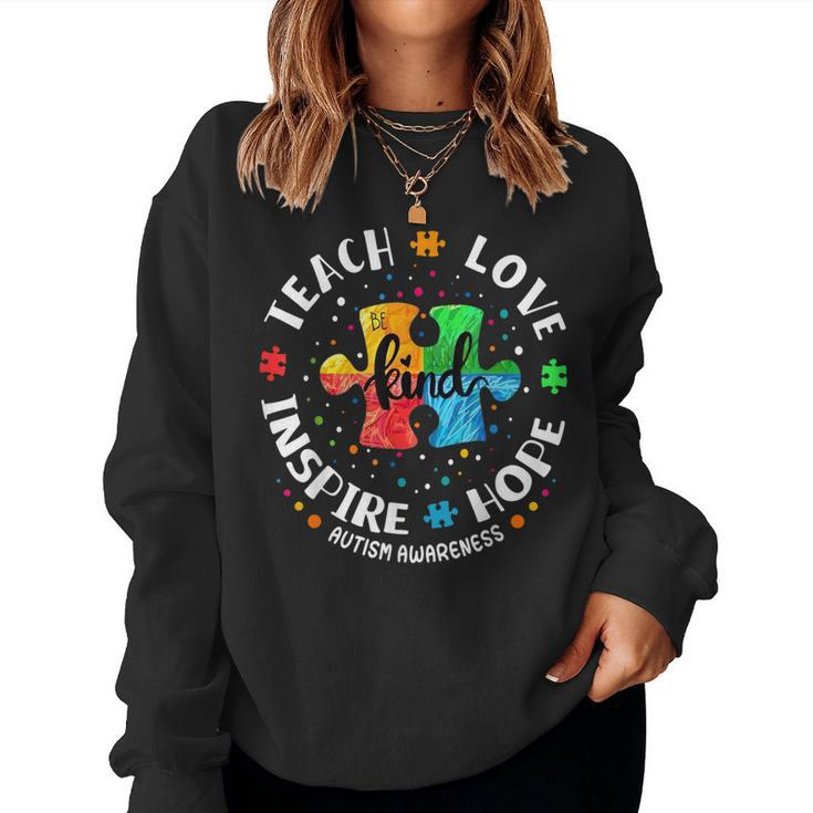 Autism Awareness Teacher Teach Hope Love Inspire Women Sweatshirt
