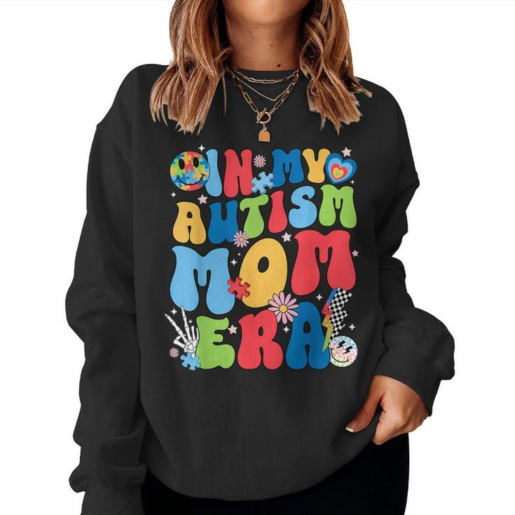 In My Autism Mom Era Autism Awareness Support Puzzle Groovy Women Sweatshirt