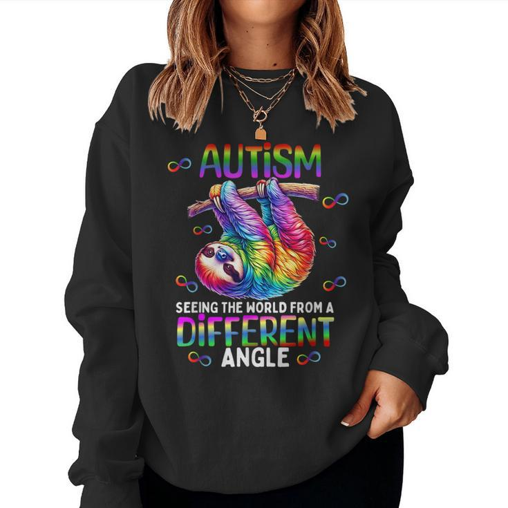 Autism Rainbow Sloth Seeing The World From Different Angle Women Sweatshirt