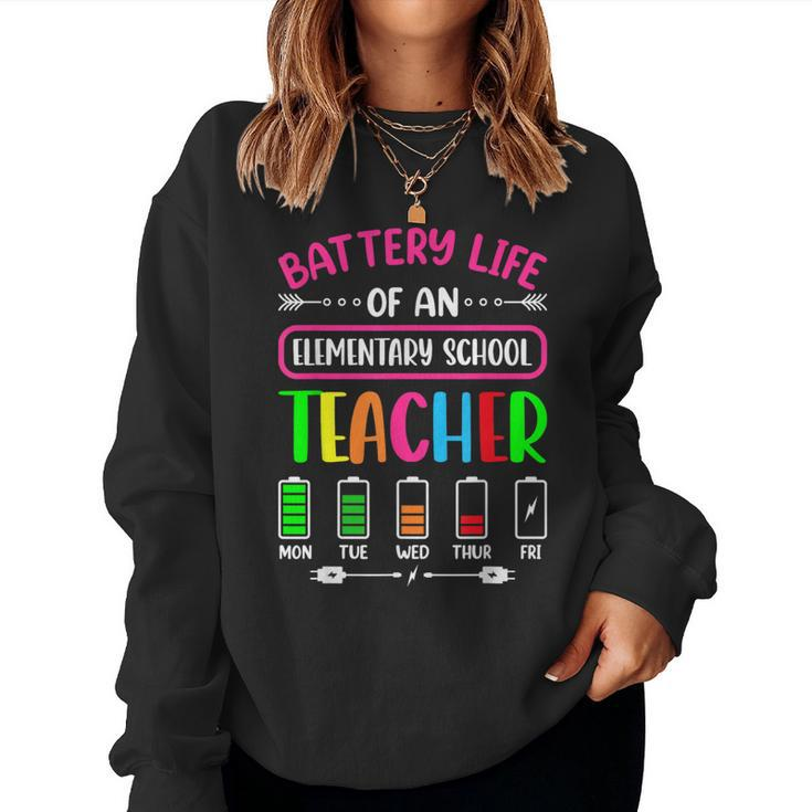 Battery Life Of A Elementary School Teacher School Week Women Sweatshirt