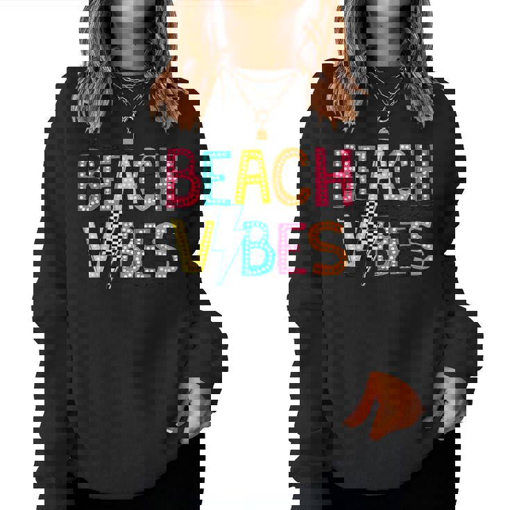 Beach Vibes Hello Summer Vacation Girl N Colorful Women Sweatshirt